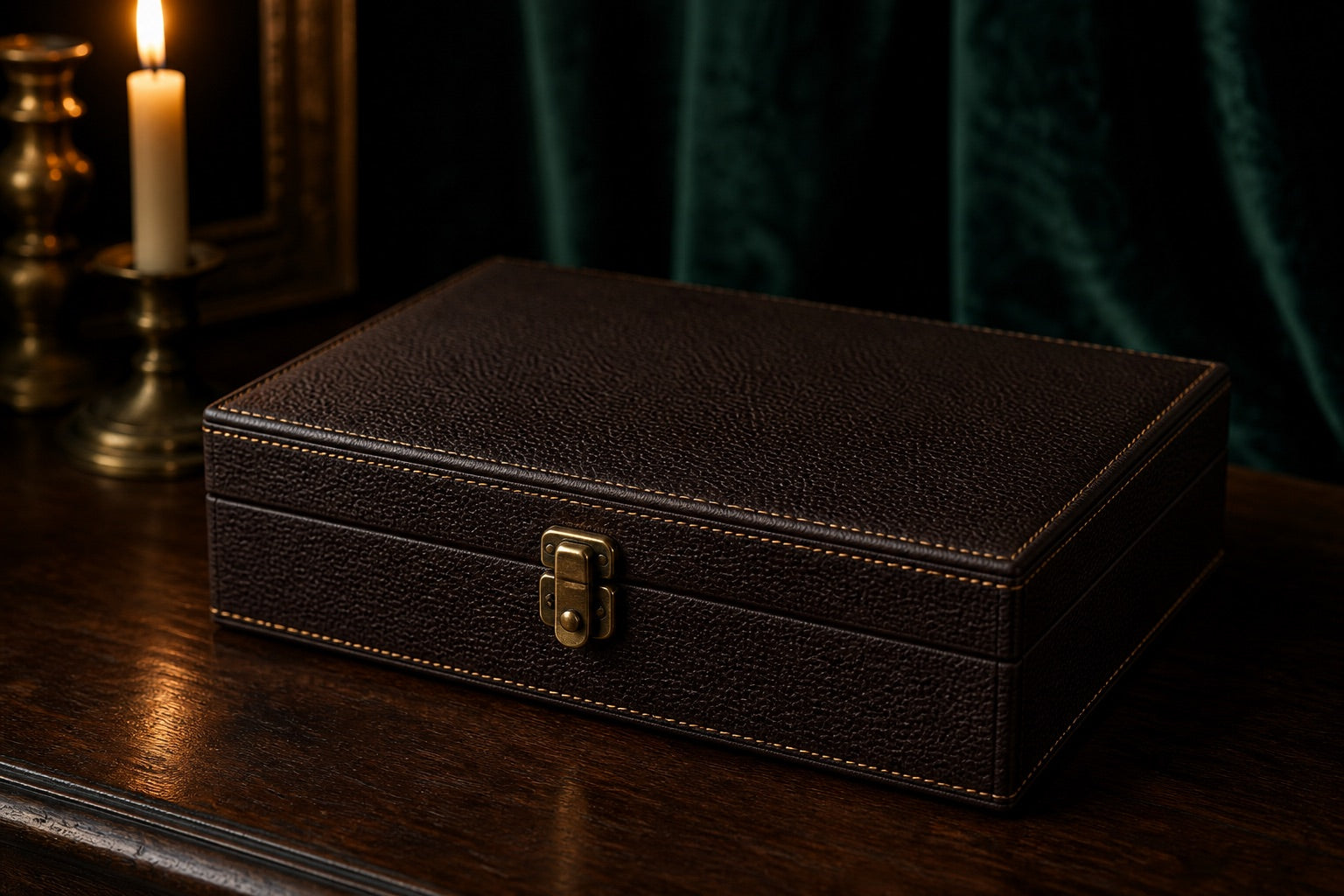 The Smokelier Set — onyx black leather box